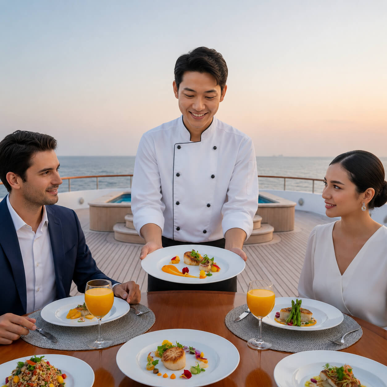 Healing wellness cuisine beautifully served on a yacht